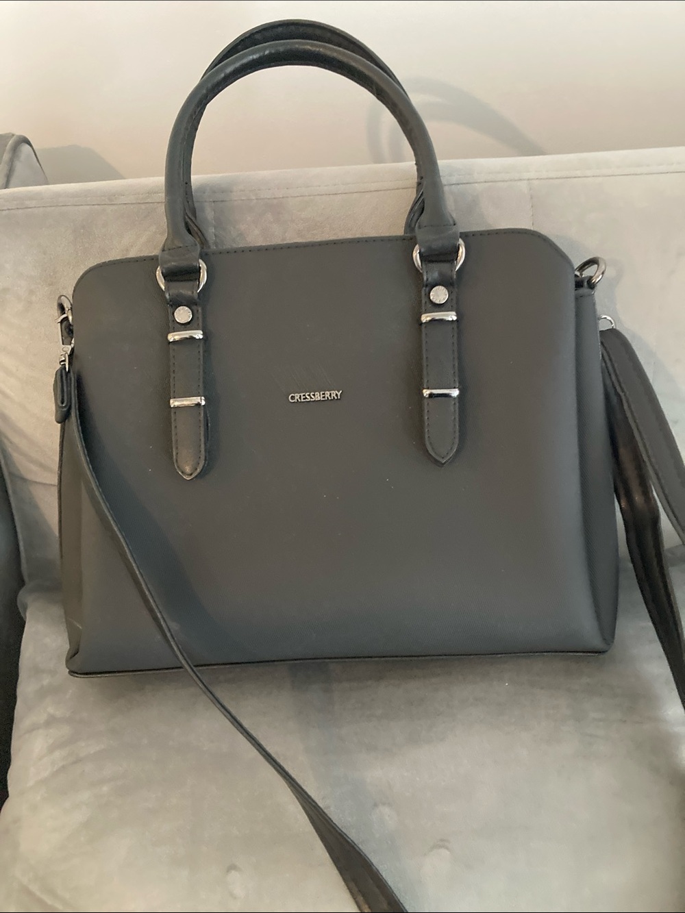 Cressberry Black Structured Top-Handle Satchel